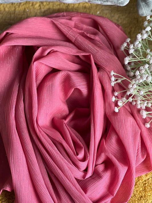 Metallic Chiffon -Coral Pink