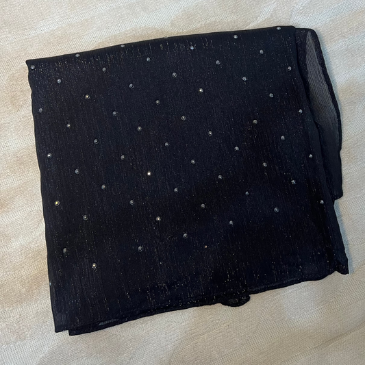 Metallic Chiffon with Stones – Black