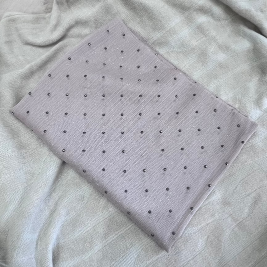 Metallic Chiffon with Stones – Creamy Beige