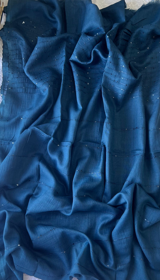 Sequined Lawn – Deep Teal Blue