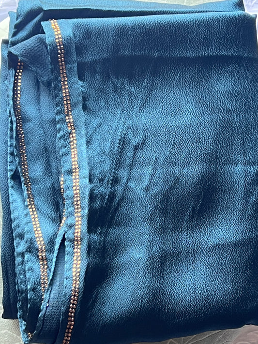 Embellished Silk – Deep Teal Blue