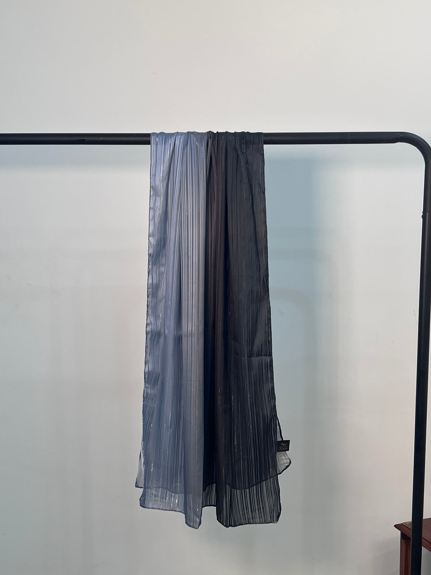 Ombre Silk Hijab - Midnight Steel