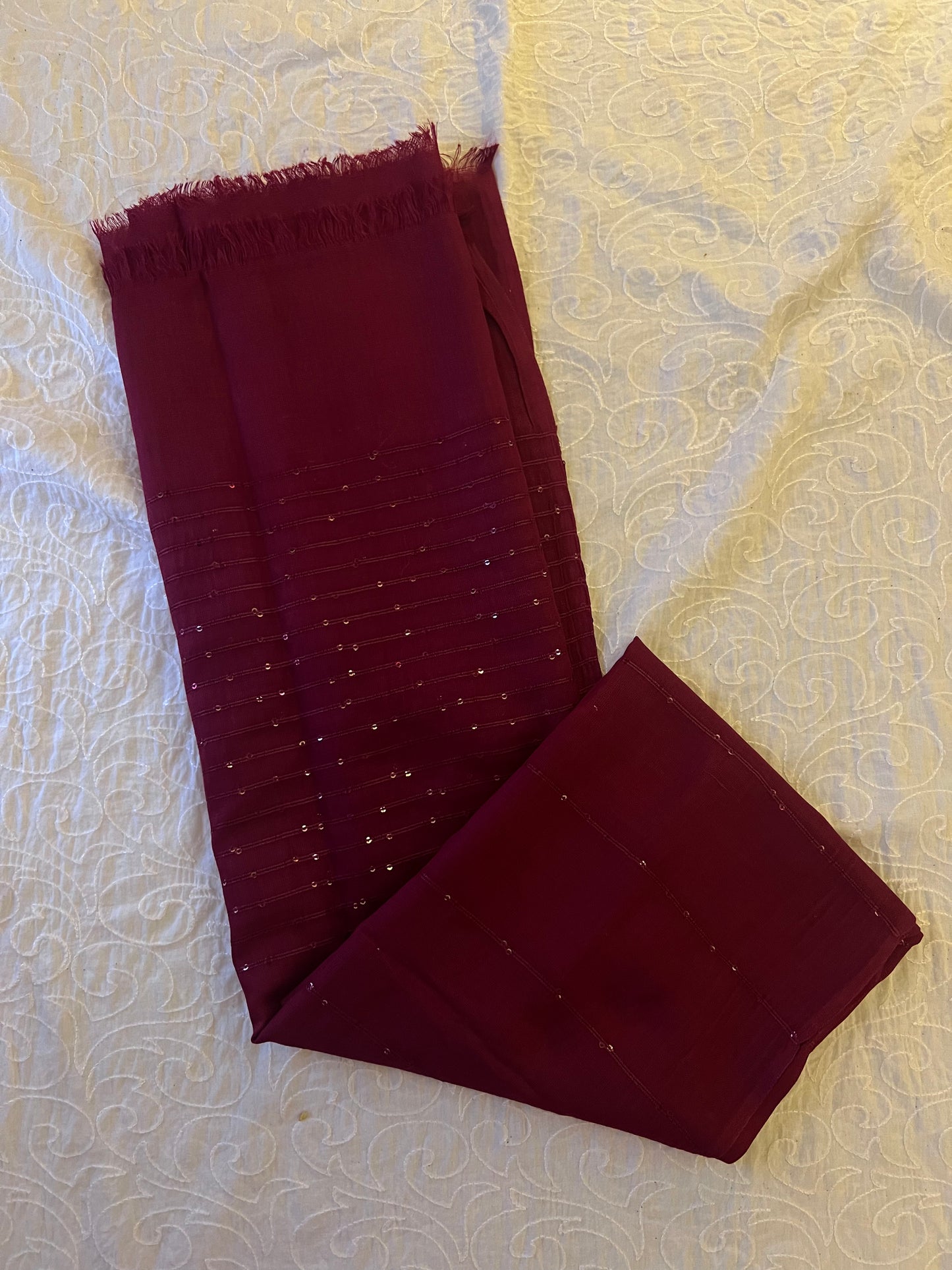 Sequined Lawn – Maroon