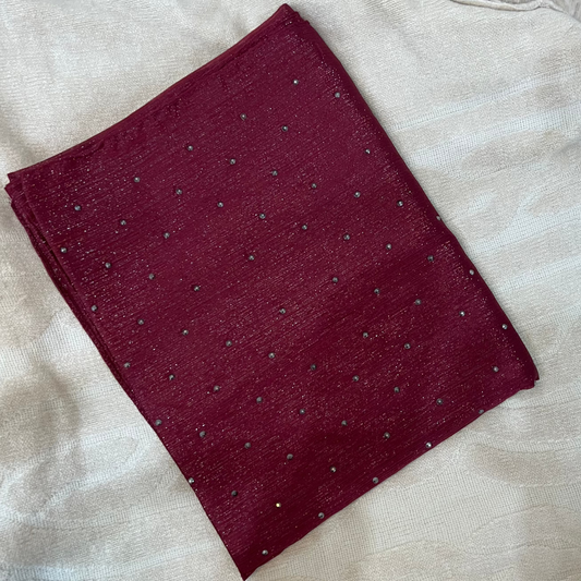 Metallic Chiffon with Stones – Maroon