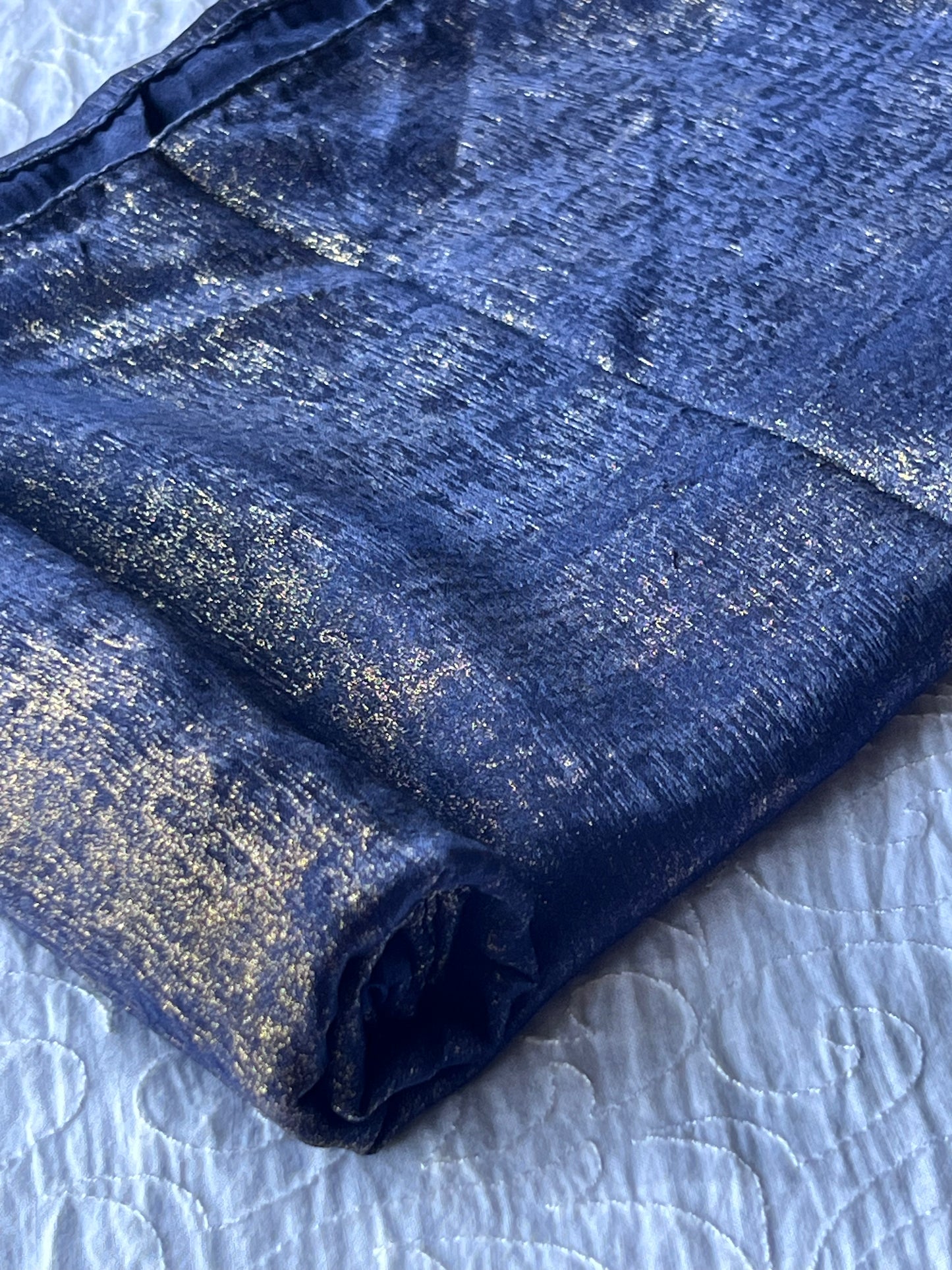 Silk with Gold Glitter – Navy Blue