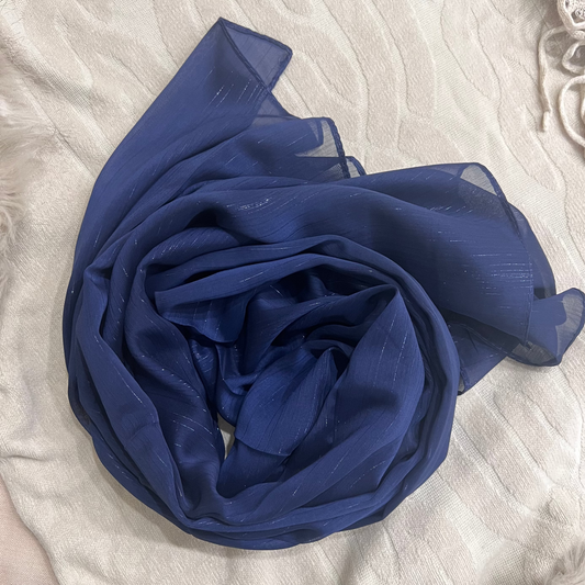 Metallic Chiffon – Navy Blue