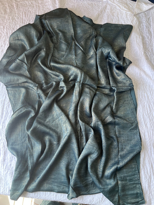 Silk with Gold Glitter – Teal Blue