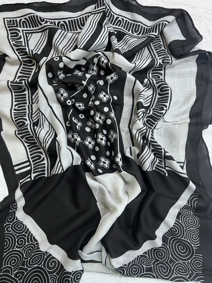 Printed Lawn – Monochrome Maze