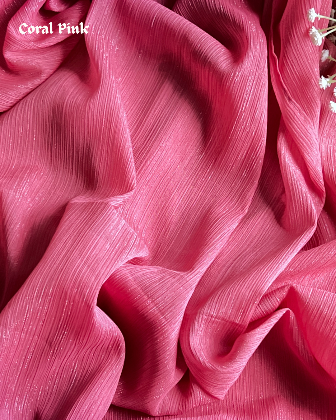 Metallic Chiffon -Coral Pink