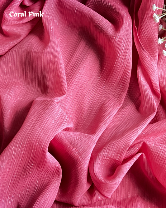 Metallic Chiffon -Coral Pink