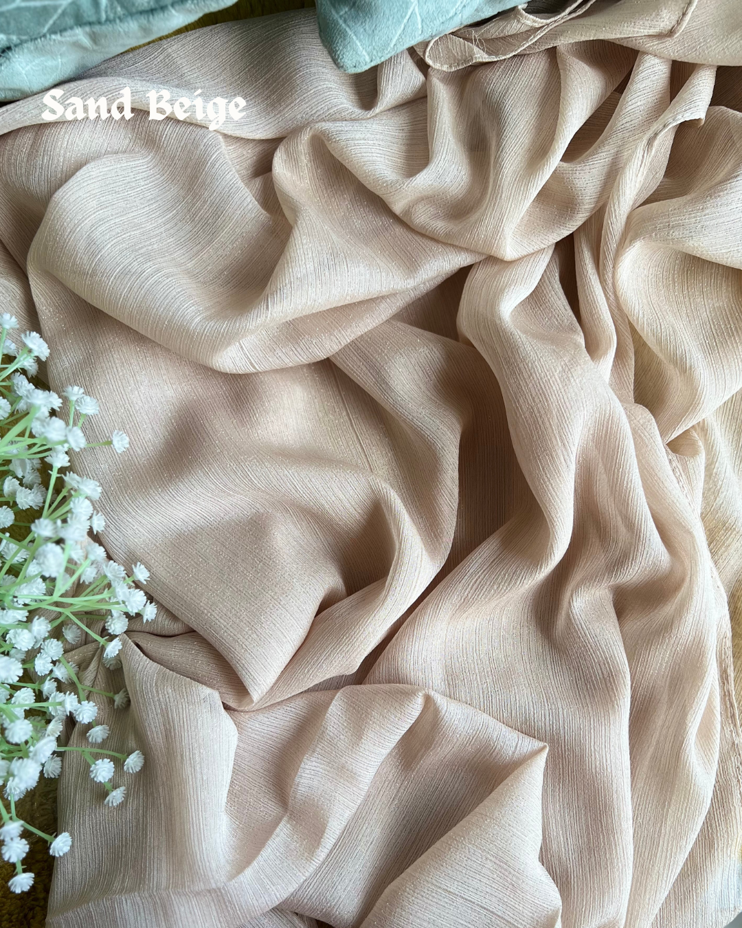 Metallic Chiffon - Sand Beige