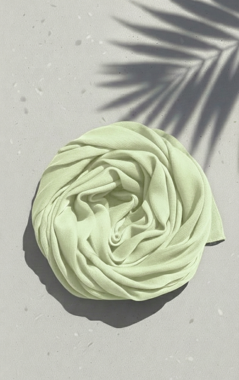 Crinkle Silk - Pale Lime Green