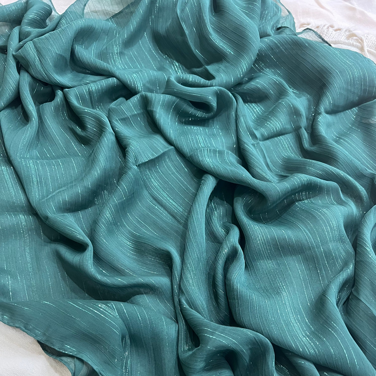 Metallic Chiffon – Bottle Green