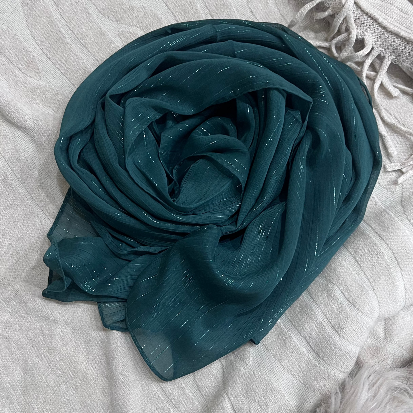 Metallic Chiffon – Bottle Green