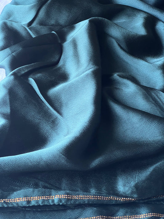 Embellished Silk – Deep Teal Blue