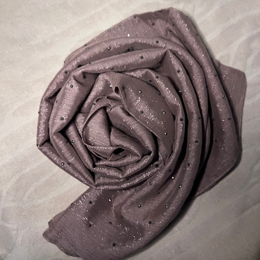 Metallic Chiffon with Stones – Dusty Brown