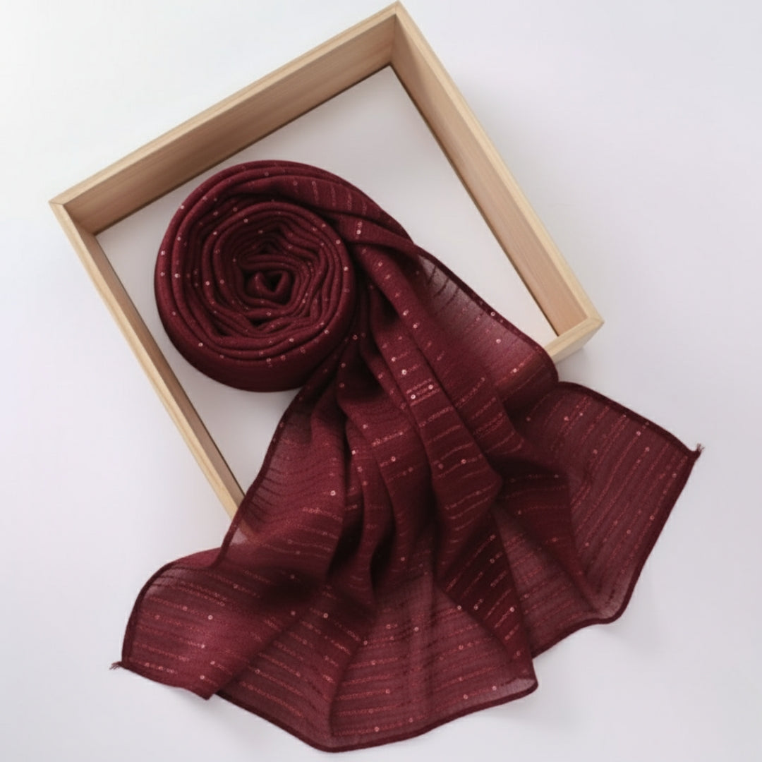 Sequined Lawn – Maroon