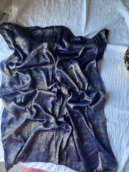 Silk with Gold Glitter – Navy Blue