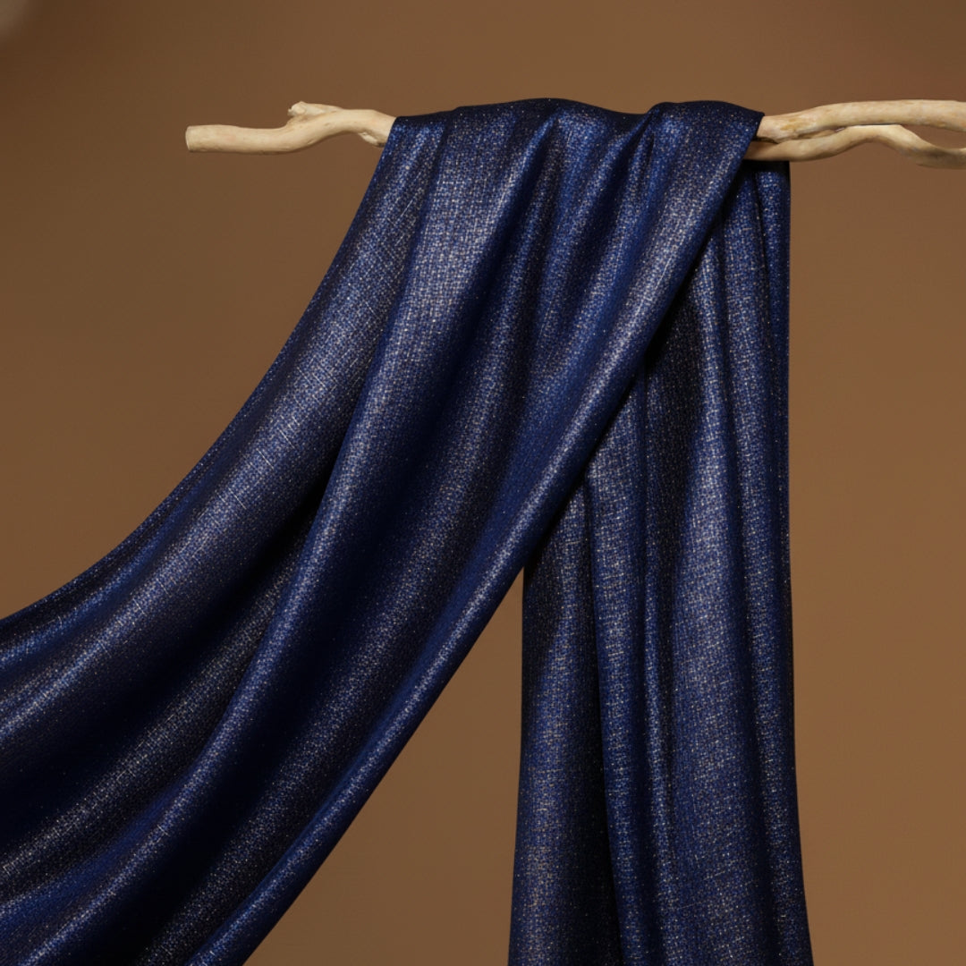 Silk with Gold Glitter – Navy Blue