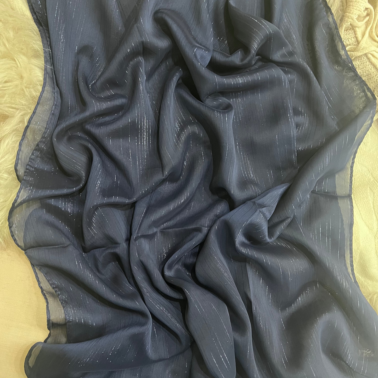 Metallic Chiffon – Navy Blue