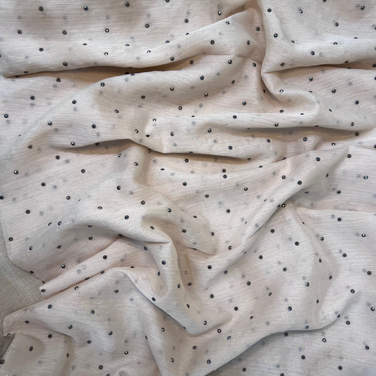 Metallic Chiffon with Stones – Off White
