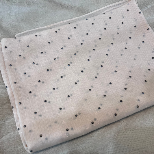 Metallic Chiffon with Stones – Off White