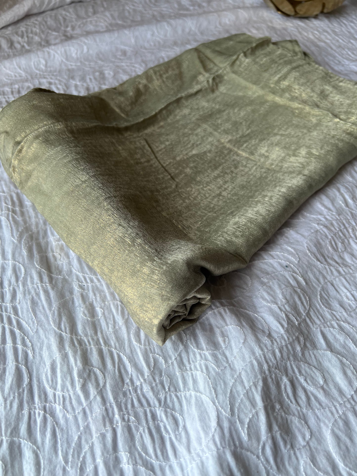 Silk with Gold Glitter – Pistachio Green