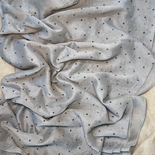 Metallic Chiffon with Stones – Silver