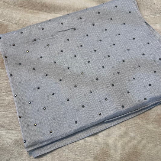 Metallic Chiffon with Stones – Silver