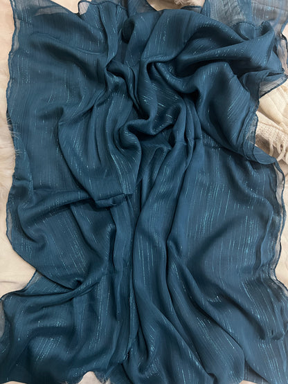 Metallic Chiffon – Teal Blue