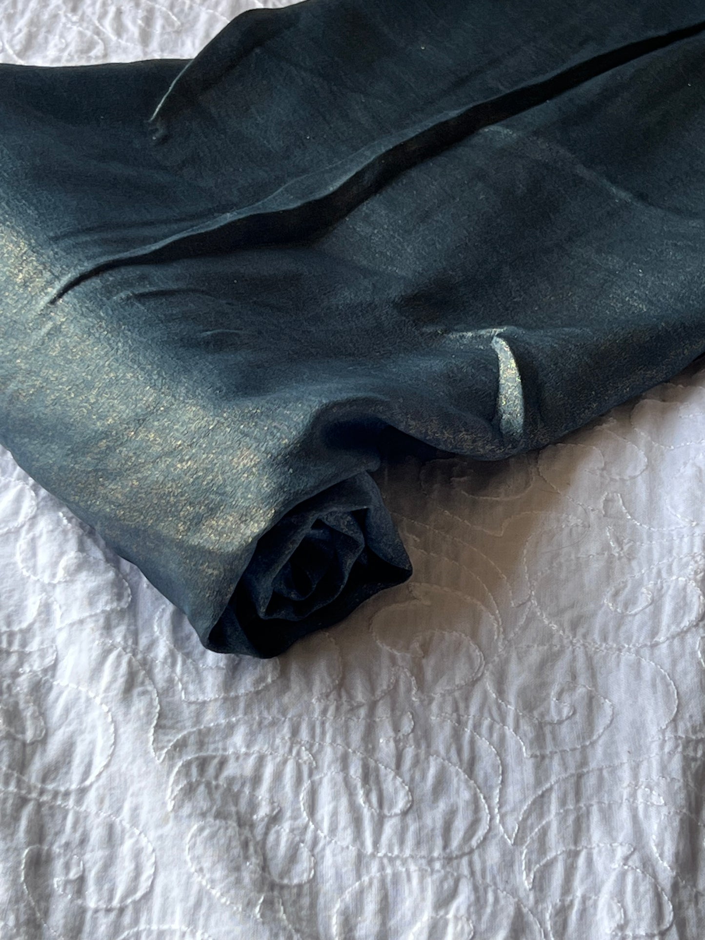 Silk with Gold Glitter – Teal Blue