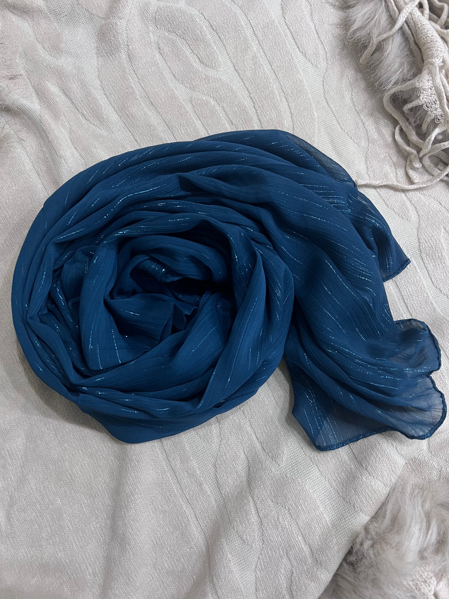 Metallic Chiffon – Teal Blue