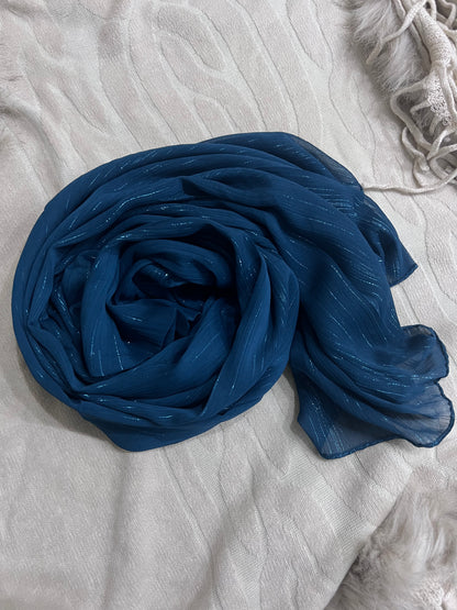Metallic Chiffon – Teal Blue