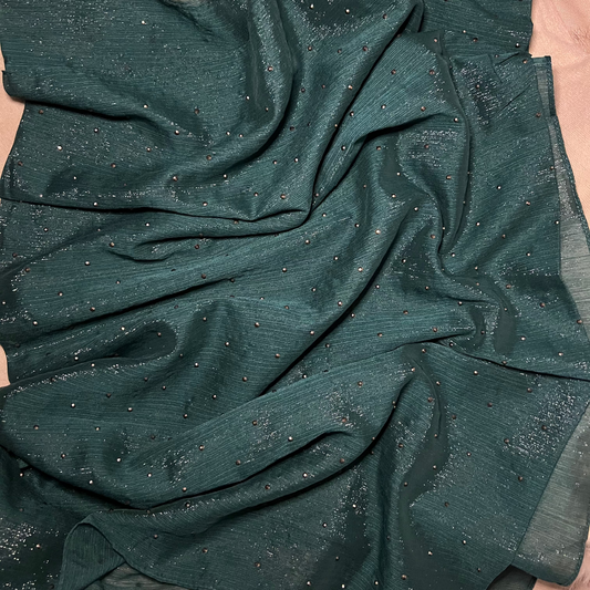 Metallic Chiffon with Stones – Emerald Teal