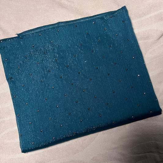 Metallic Chiffon with Stones – Emerald Teal